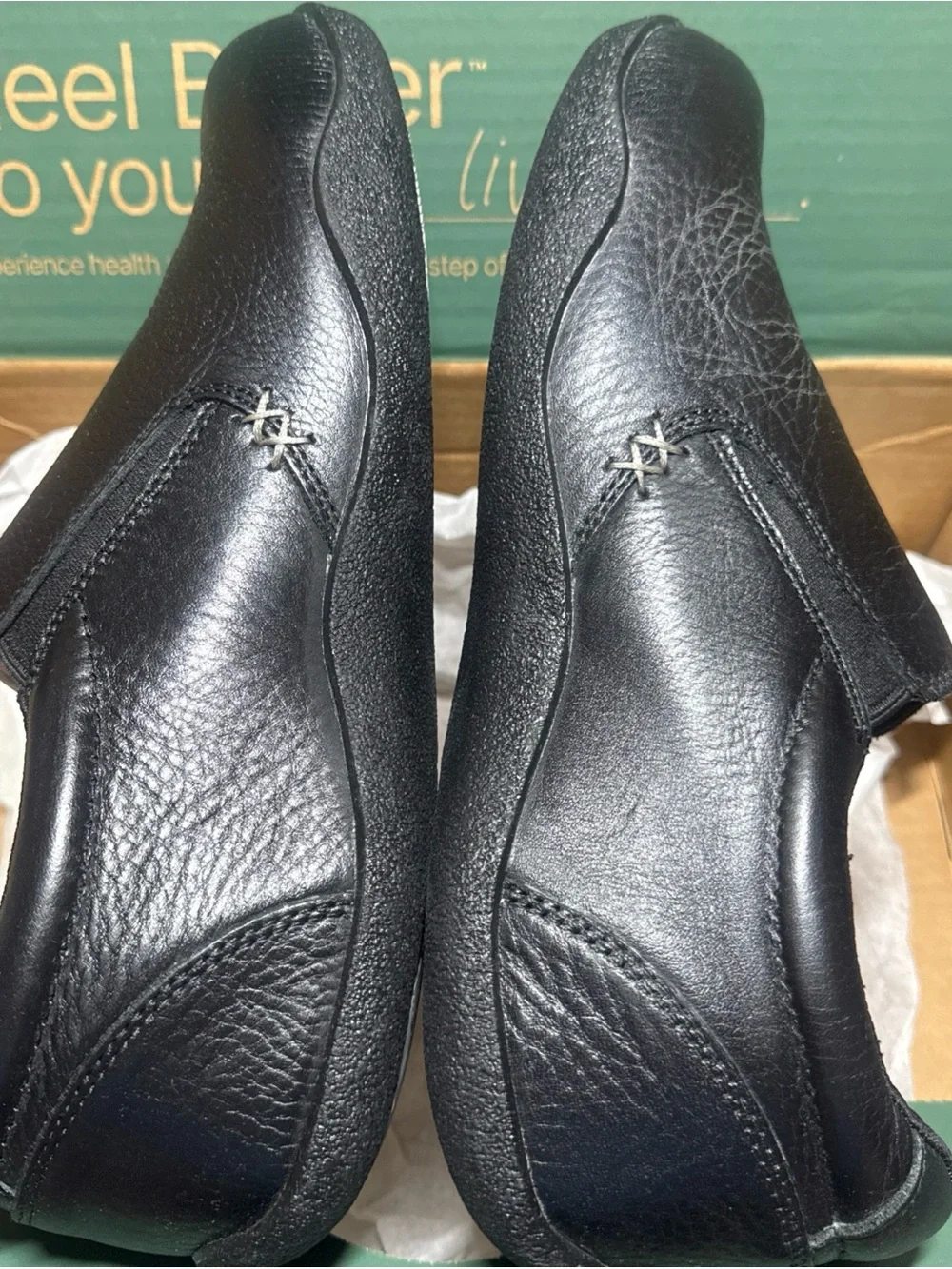 Kuru Slip-On Black Leather Men’s 9.5 wide Shoes
